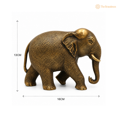 Brass Elephant Idol – Decorative Elephant Statue for Home, Office &amp; Spiritual Décor 5 Inch