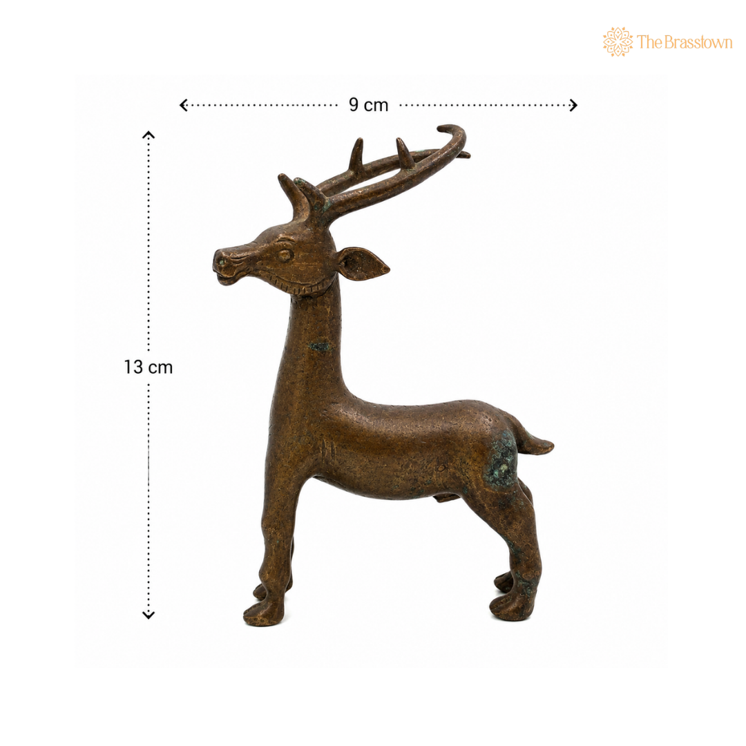 Brass Standing Deer Idol – Decorative Deer Showpiece for Home, Office &amp; Table Décor 5 Inch