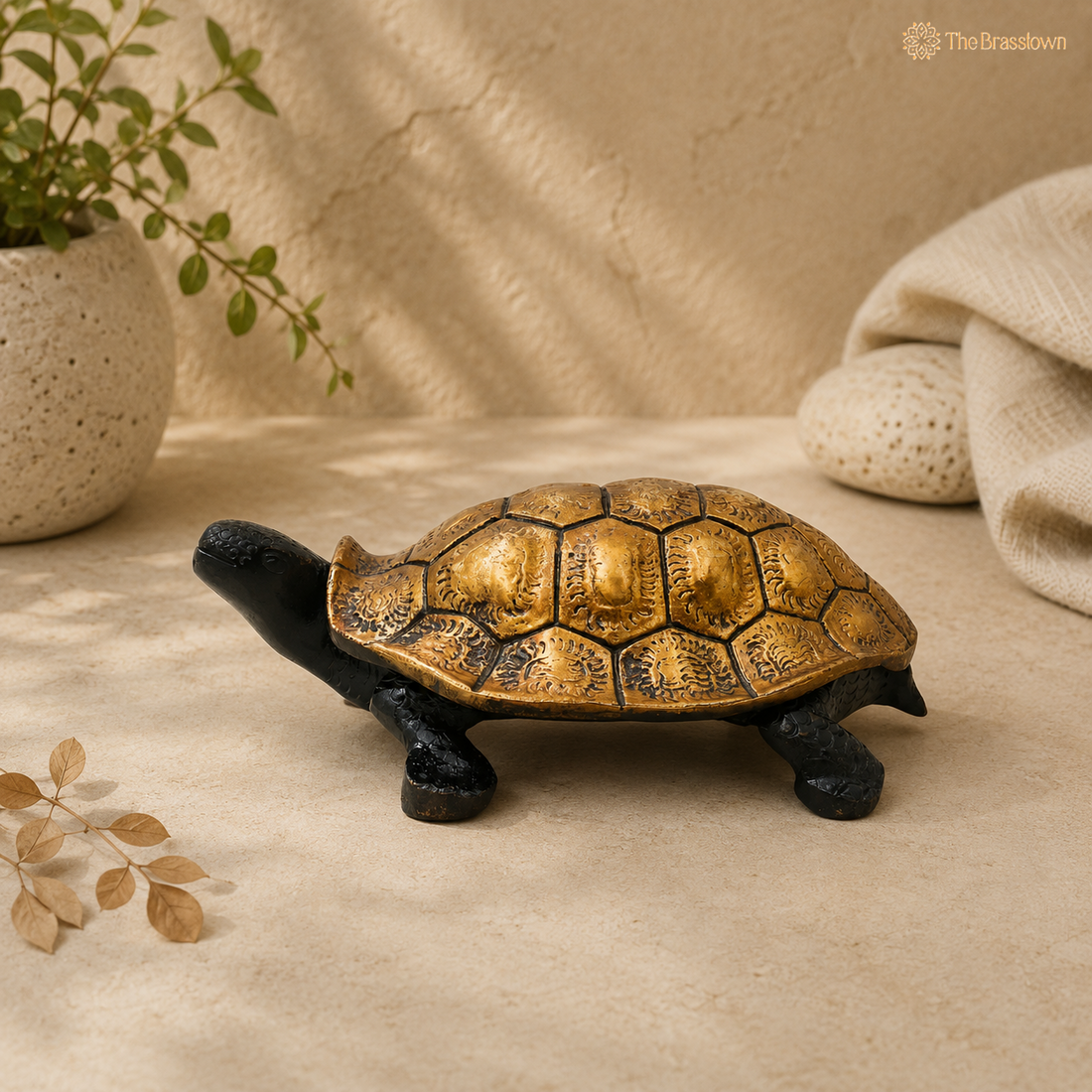 Brass Tortoise Idol (Kurma) – Vastu &amp; Feng Shui (Kachhua) Symbol for Stability, Wealth &amp; Protection 2 Inch