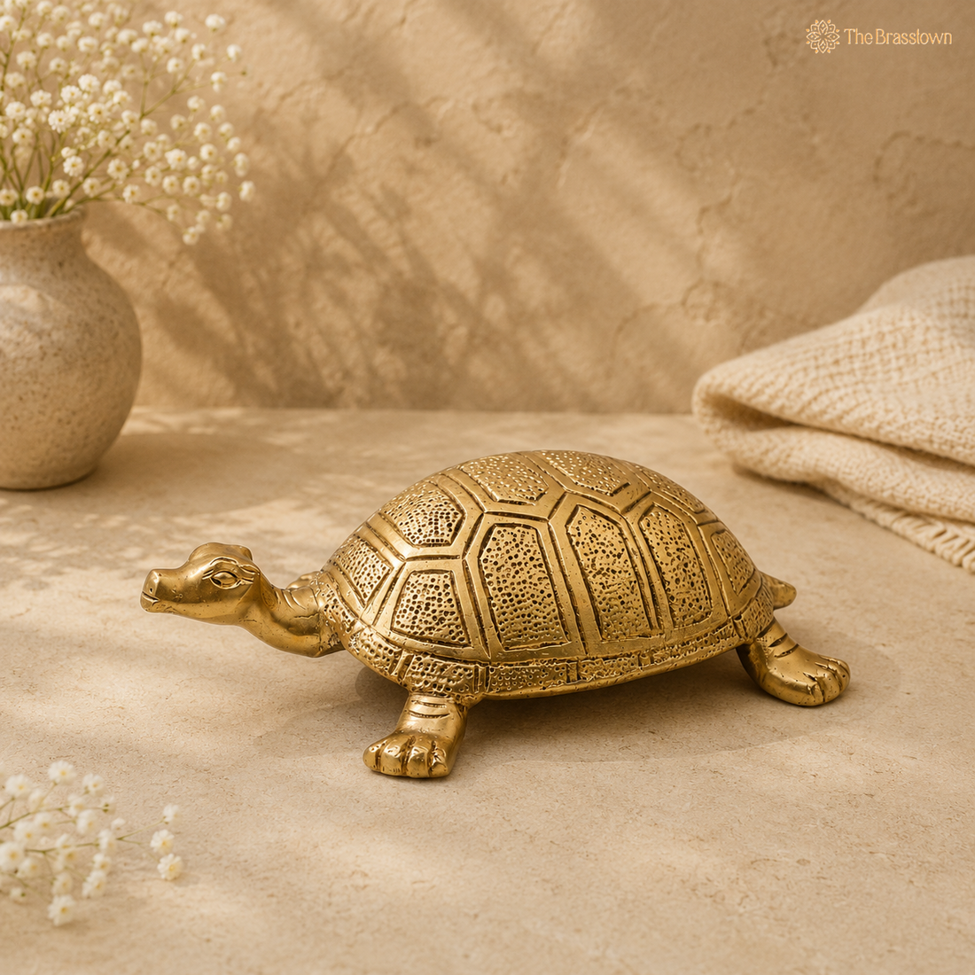 Brass Tortoise Idol (Kurma Avatar) – Vastu &amp; Feng Shui (Kachhua) Symbol for Stability, Wealth &amp; Protection 2.5 Inch