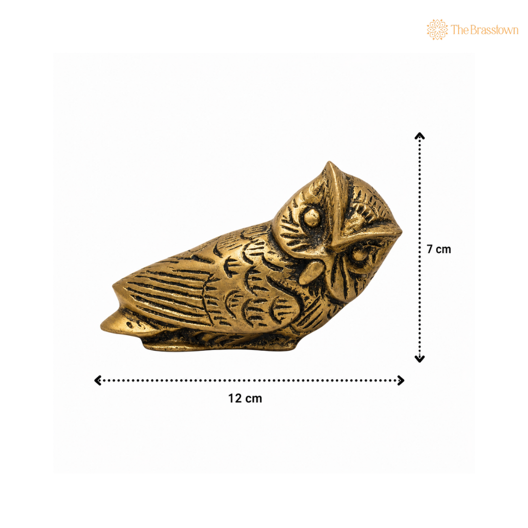 Handcrafted Brass Owl Idol for vastu (set of 2) – Decorative Owl Statue for Home Décor &amp; Spiritual Spaces 3 Inch