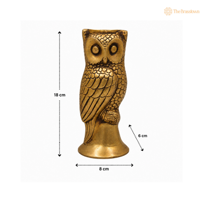 Handcrafted Brass Owl Idol for vastu – Decorative Owl Statue for Home Décor &amp; Spiritual Spaces 7 Inch