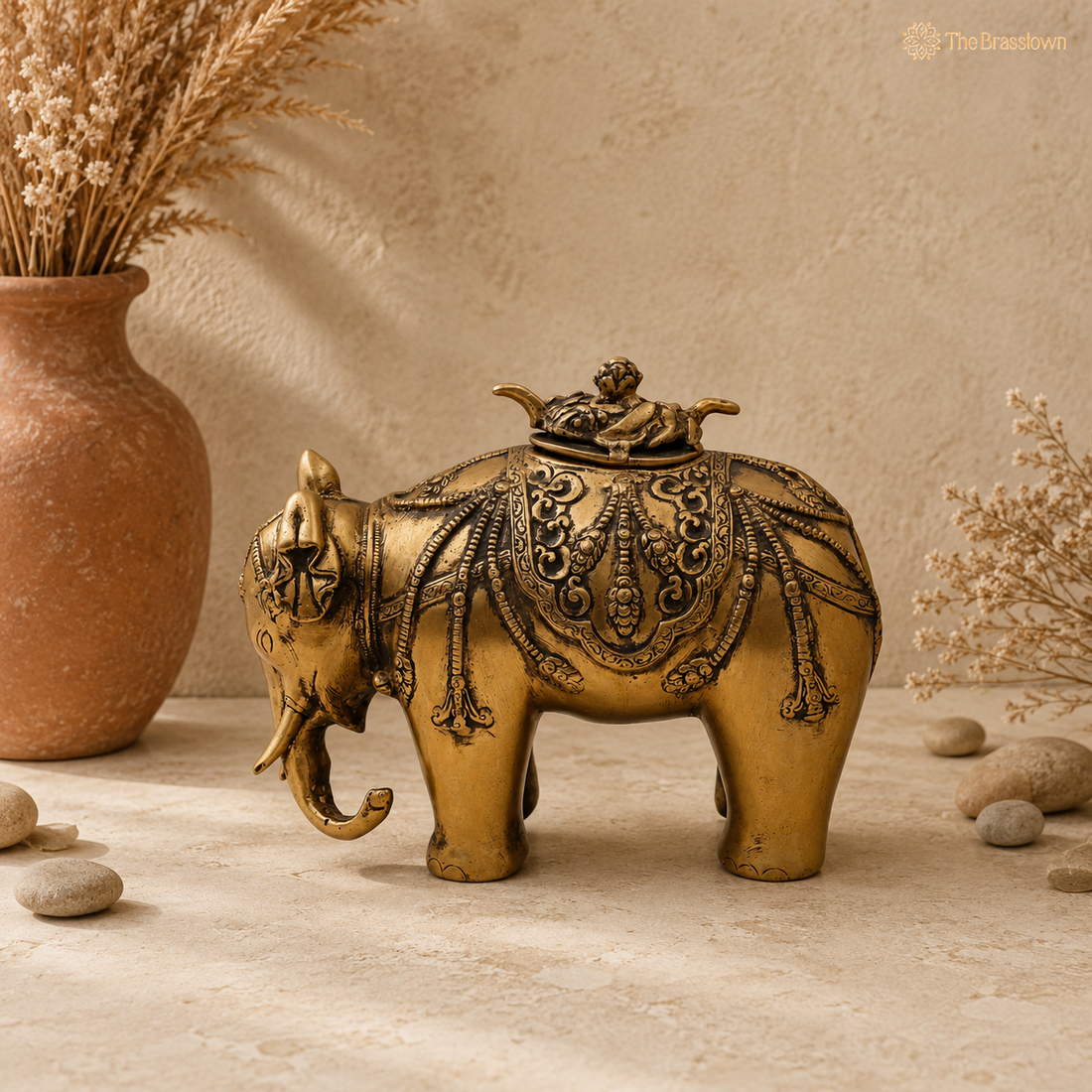 Brass Elephant Base Dhoop Dani 7.5 Inch