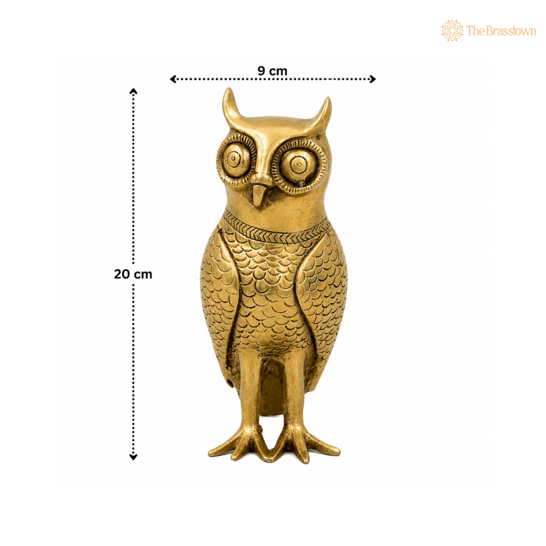 Brass Owl Idol for vastu – Decorative Owl Statue for Home Décor &amp; Spiritual Spaces 8 Inch