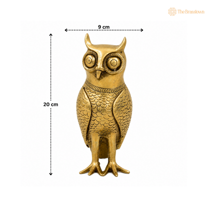 Brass Owl Idol for vastu – Decorative Owl Statue for Home Décor &amp; Spiritual Spaces 8 Inch