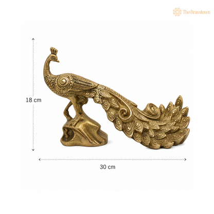 Antique Handcrafted Brass Peacock Showpiece – Decorative Table Décor Sculpture for Home &amp; Office 7 Inch