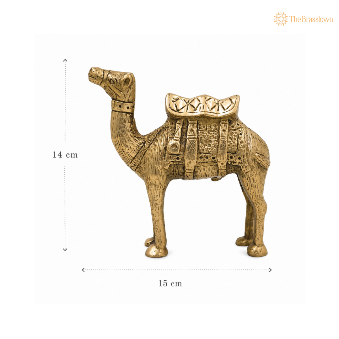 Brass Handcrafted Camel Idol – Indian Desert Camel Sculpture for Home, Office &amp; Table Décor 5.5 Inch