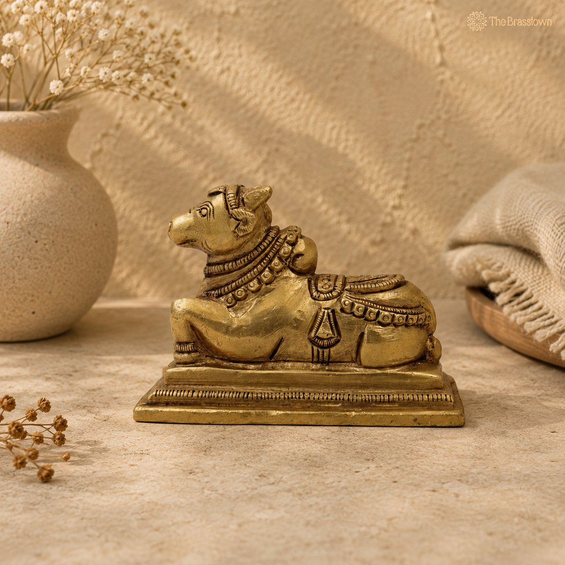 Brass Shiva’s Nandi Sculpture Idol – Sacred Nandi Statue for Puja &amp; Home Mandir Décor 3 Inch