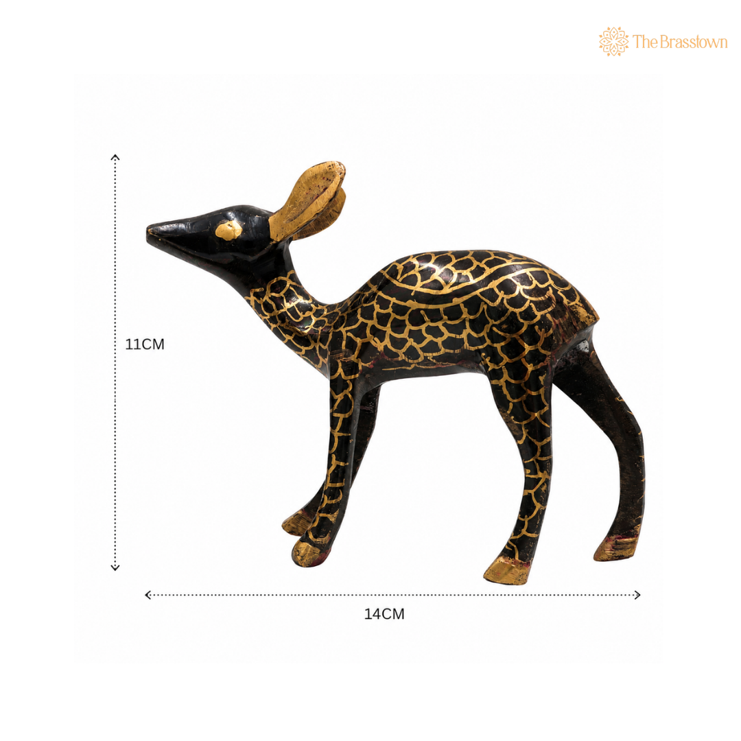Brass Handcrafted Set of 2 Deer Idol (Blackbuck) – Decorative Deer Showpiece for Home, Office &amp; Table Décor 4.5 Inch