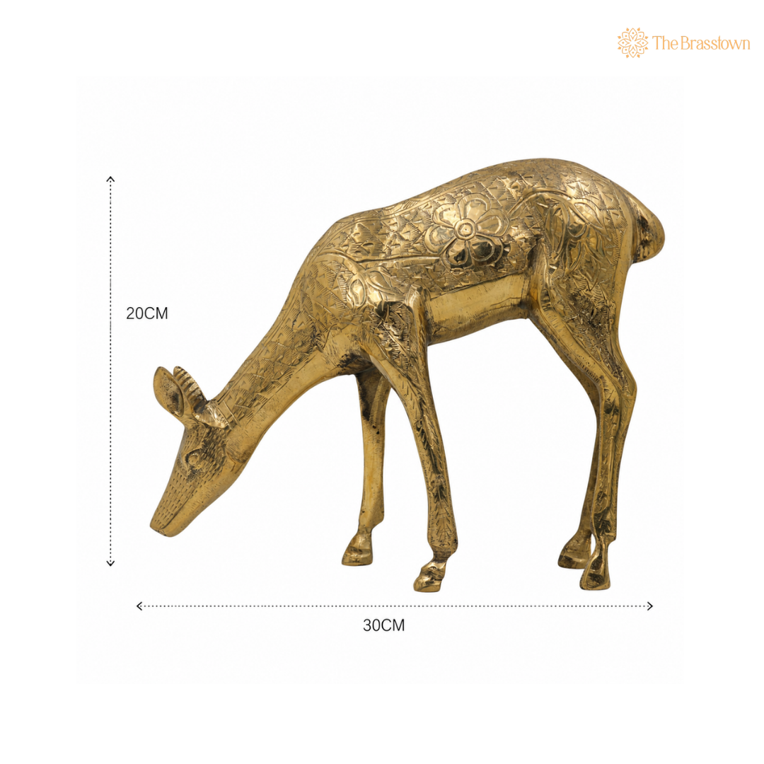 Brass Blackbuck Deer Idol – Decorative Deer Showpiece for Home, Office &amp; Table Décor 8 Inch