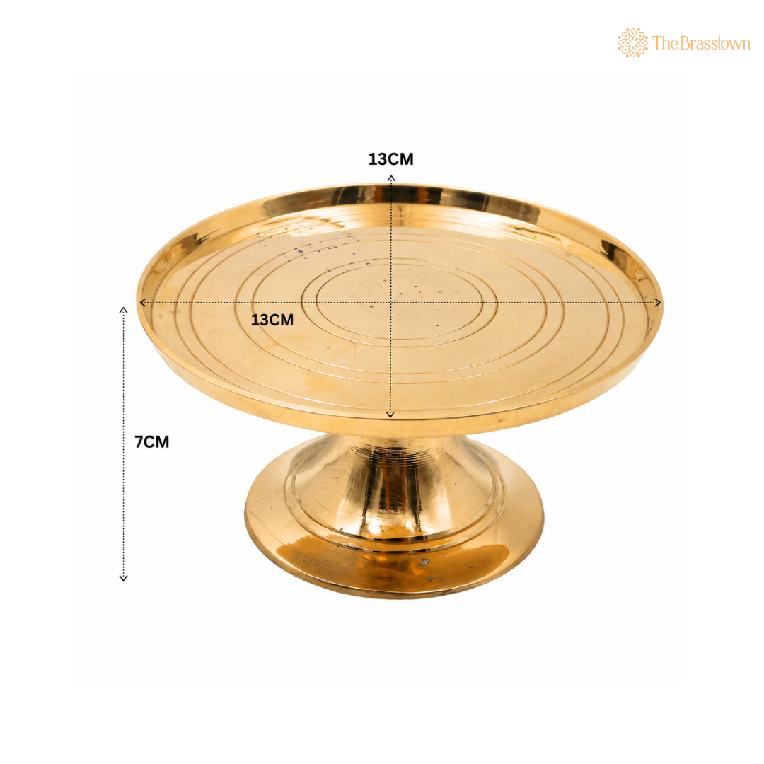 Brass Round Pooja Chowki – Traditional Puja Stand for Idols, Diya &amp; Home Mandir 3 Inch