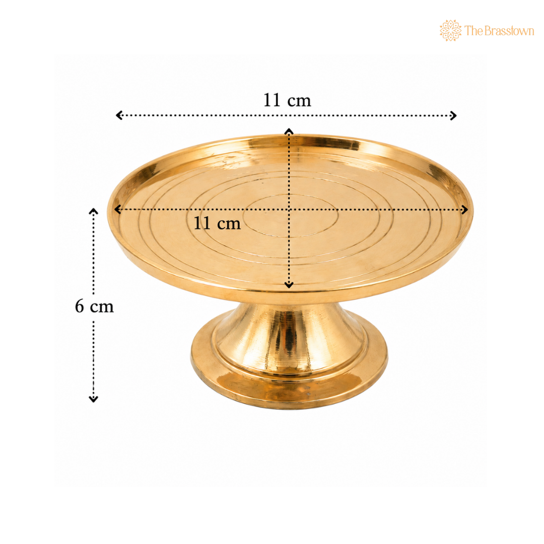 Brass Round Pooja Chowki – Traditional Puja Stand for Idols, Diya &amp; Home Mandir 2.5 Inch