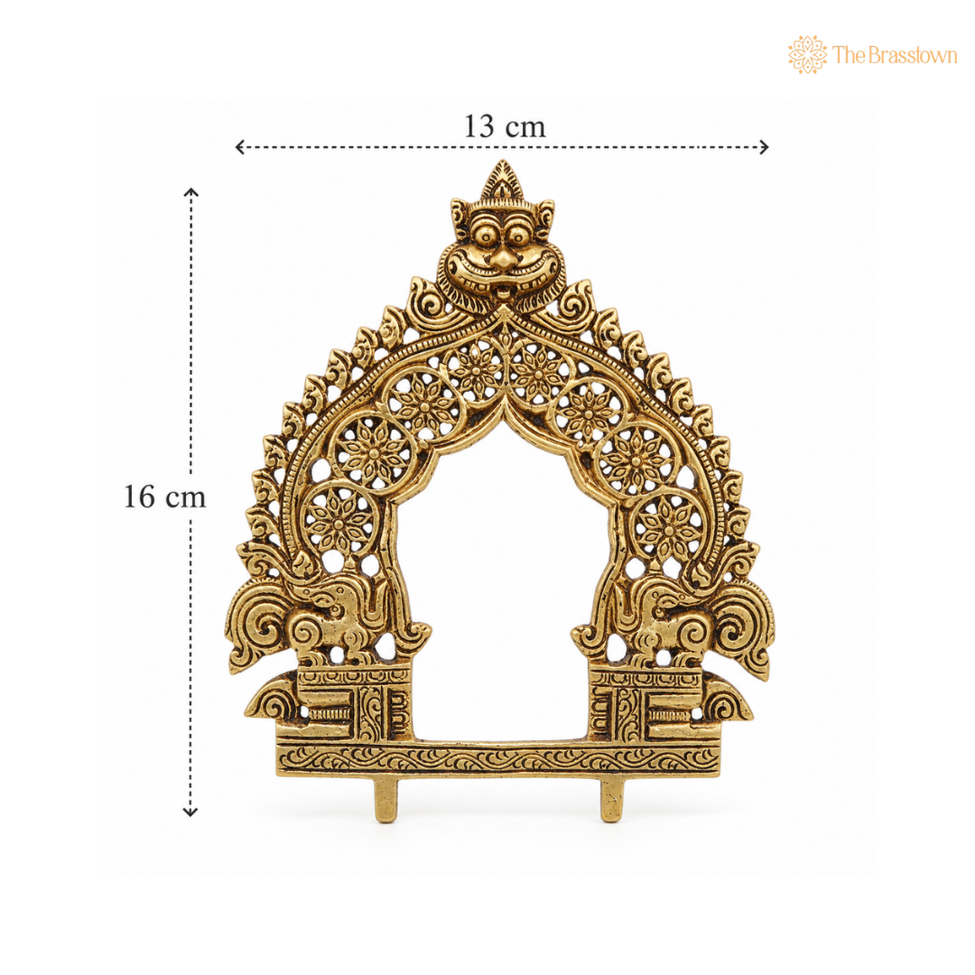 Brass Traditional Prabhavali Frame – Decorative Temple Arch for Idols &amp; Home Mandir Décor 6.5 Inch