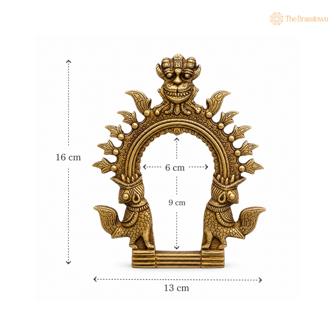 Brass Traditional Prabhavali Frame for Deity – Decorative Temple Arch for Idols &amp; Home Mandir Décor 6.5 Inch