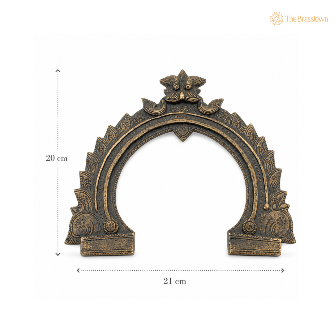 Brass Antique Prabhavali Frame(Backplate )  – Temple Arch Wall Hanging Prabhawali for Deity 8 Inch