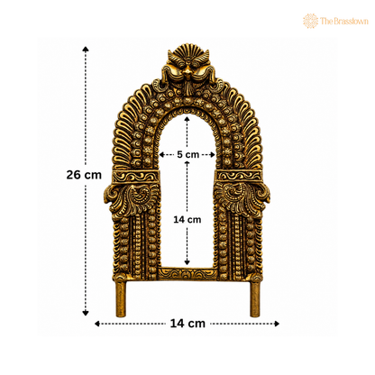Brass Traditional Prabhavali Frame – Handcrafted Arch Wall Hanging for Home Temple, Deity Décor &amp; Spiritual Ambience 10 Inch