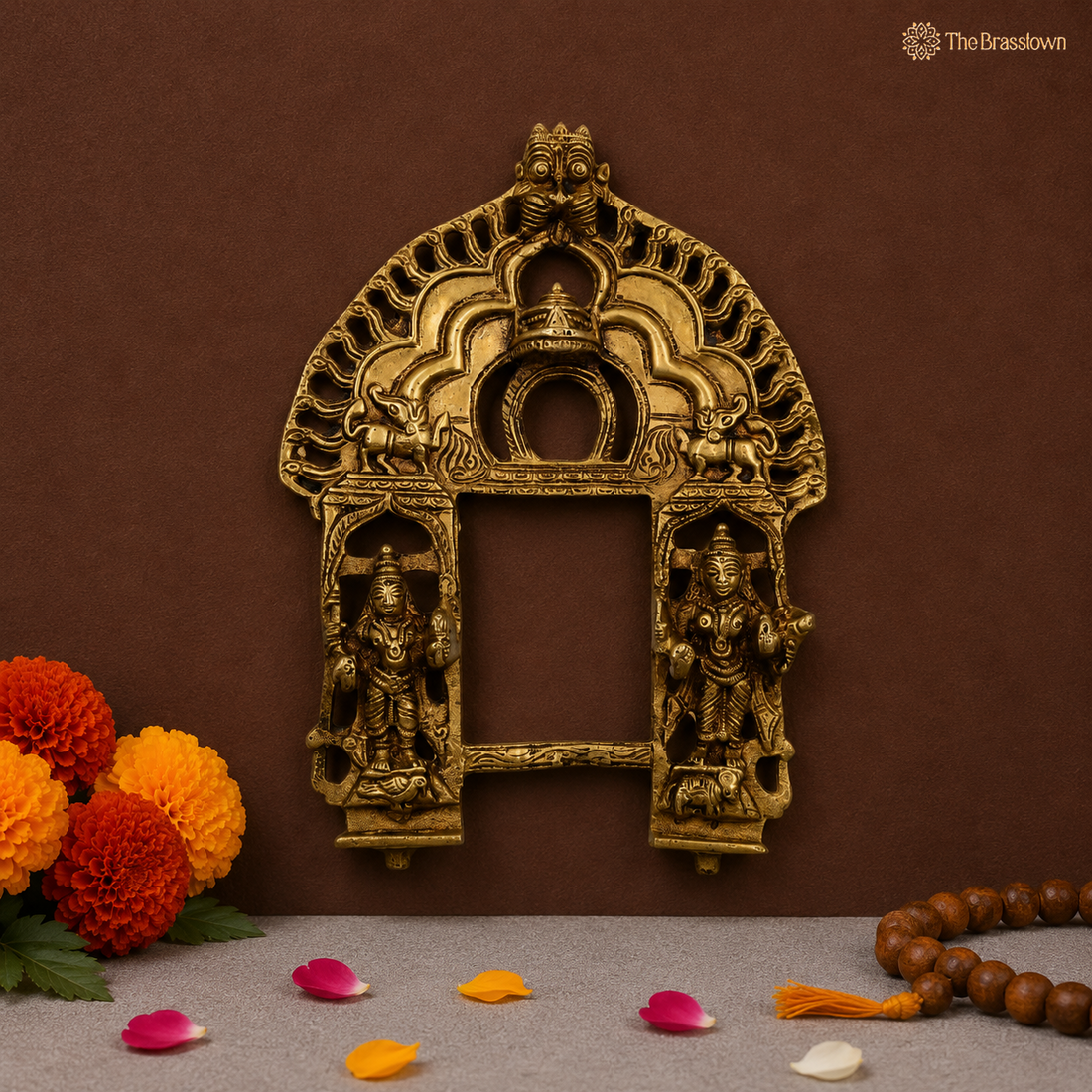 Handcrafted Brass Traditional Prabhavali Arch with Dwarpal  – Handcrafted Arch Backdrop Wall Hanging for Home Temple, Deity Décor &amp; Spiritual Ambience 37.5 Inch (Copy)
