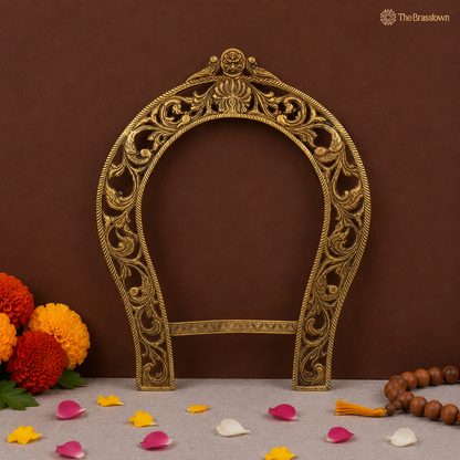 Brass Handcrafted Big Prabhaval Arch – Handcrafted Arch Wall Hanging for Home Temple, Deity Décor &amp; Spiritual Ambience 19 Inch