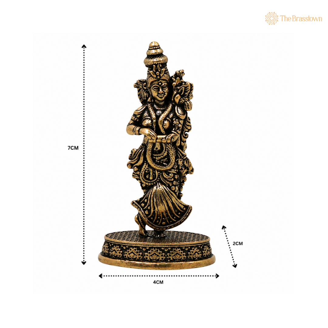 Brass Radha Idol – Goddess Radha Murti (Radhe Rani) for Puja, Home Mandir &amp; Spiritual Décor 3 Inch