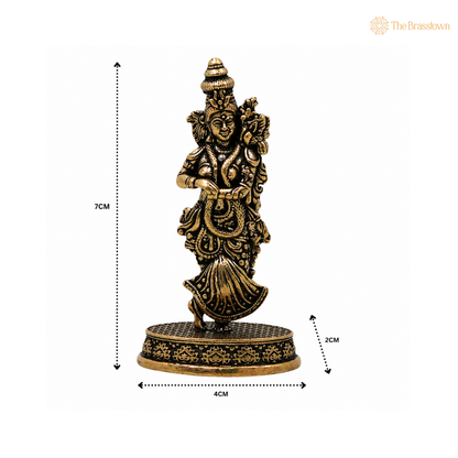 Brass Radha Idol – Goddess Radha Murti (Radhe Rani) for Puja, Home Mandir &amp; Spiritual Décor 3 Inch