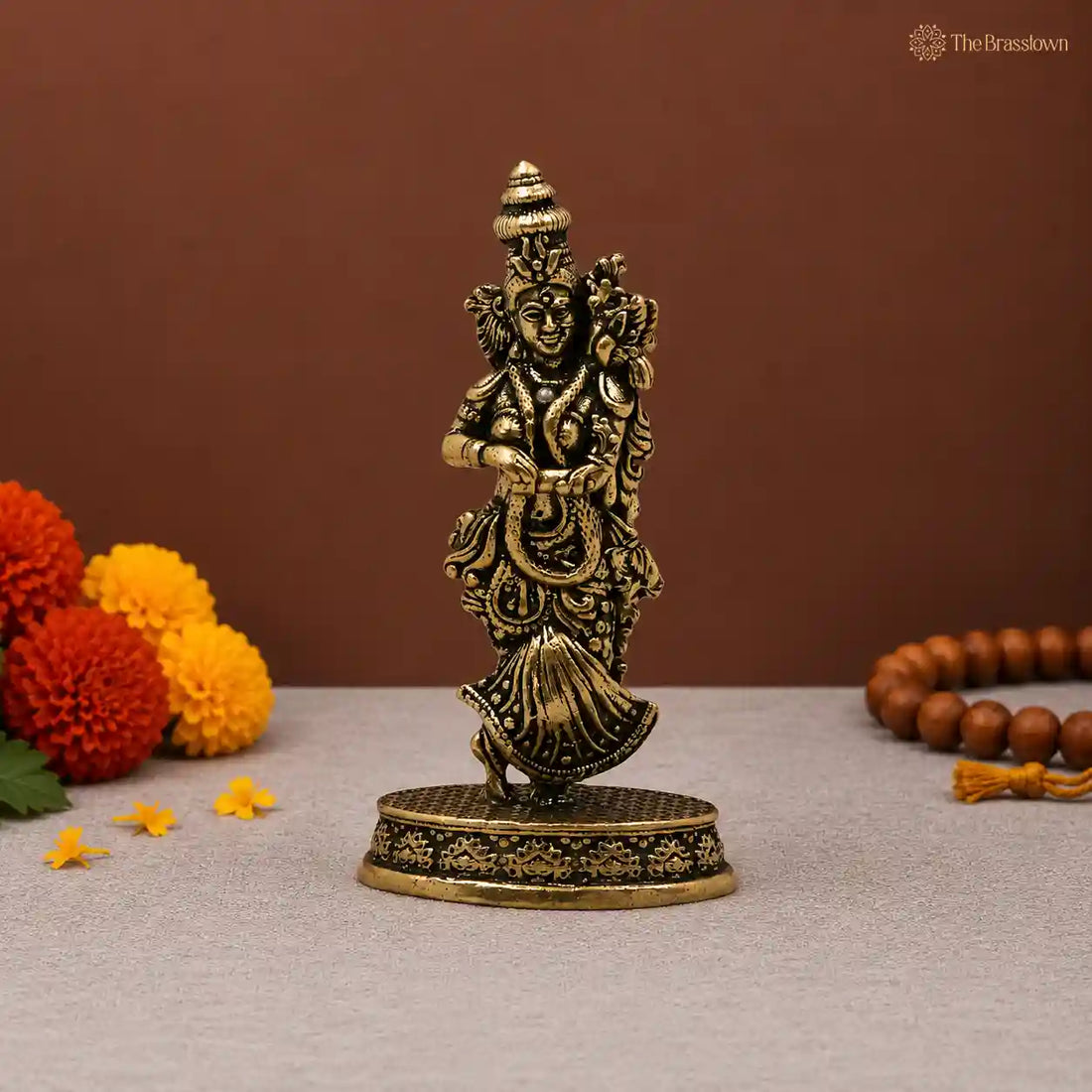 Brass Radha Idol – Goddess Radha Murti (Radhe Rani) for Puja, Home Mandir &amp; Spiritual Décor 3 Inch