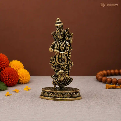 Brass Radha Idol – Goddess Radha Murti (Radhe Rani) for Puja, Home Mandir &amp; Spiritual Décor 3 Inch