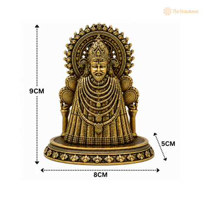 Brass Khatu Shyam Idol – Shyam Baba Murti (Barbarika) for Puja, Home Mandir &amp; Spiritual Décor 3.5 Inch