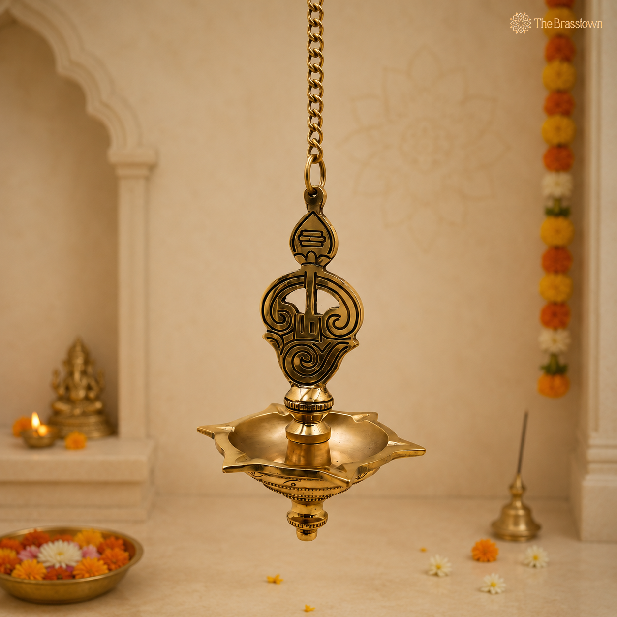 Brass Khatu Shyam Idol – Shyam Baba Murti (Barbarika) for Puja, Home Mandir &amp; Spiritual Décor 3.5 Inch