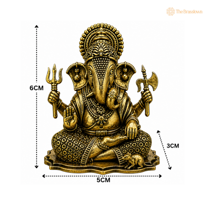 Brass Ucchishta Ganapati Idol - Murti for Home Pooja, Mandir Décor &amp; Gifting 2.5 Inch