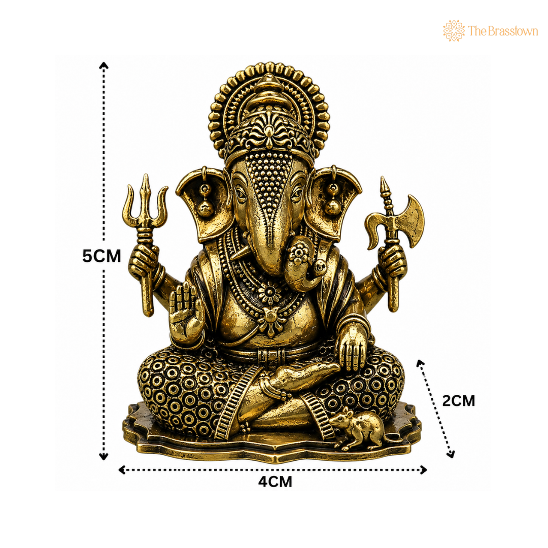 Brass Ucchishta Ganapati Idol - Murti for Home Pooja, Mandir Décor &amp; Gifting 2 Inch