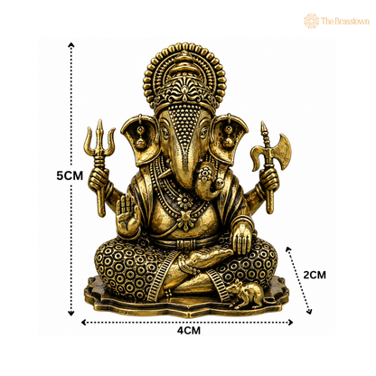 Brass Ucchishta Ganapati Idol - Murti for Home Pooja, Mandir Décor &amp; Gifting 2 Inch