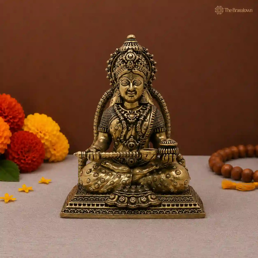 Handcrafted Brass Annapurneshwari Idol – Annapurna Devi (Anna Lakshmi) Murti for Home Pooja, Mandir Décor &amp; Gifting 2.5 Inch