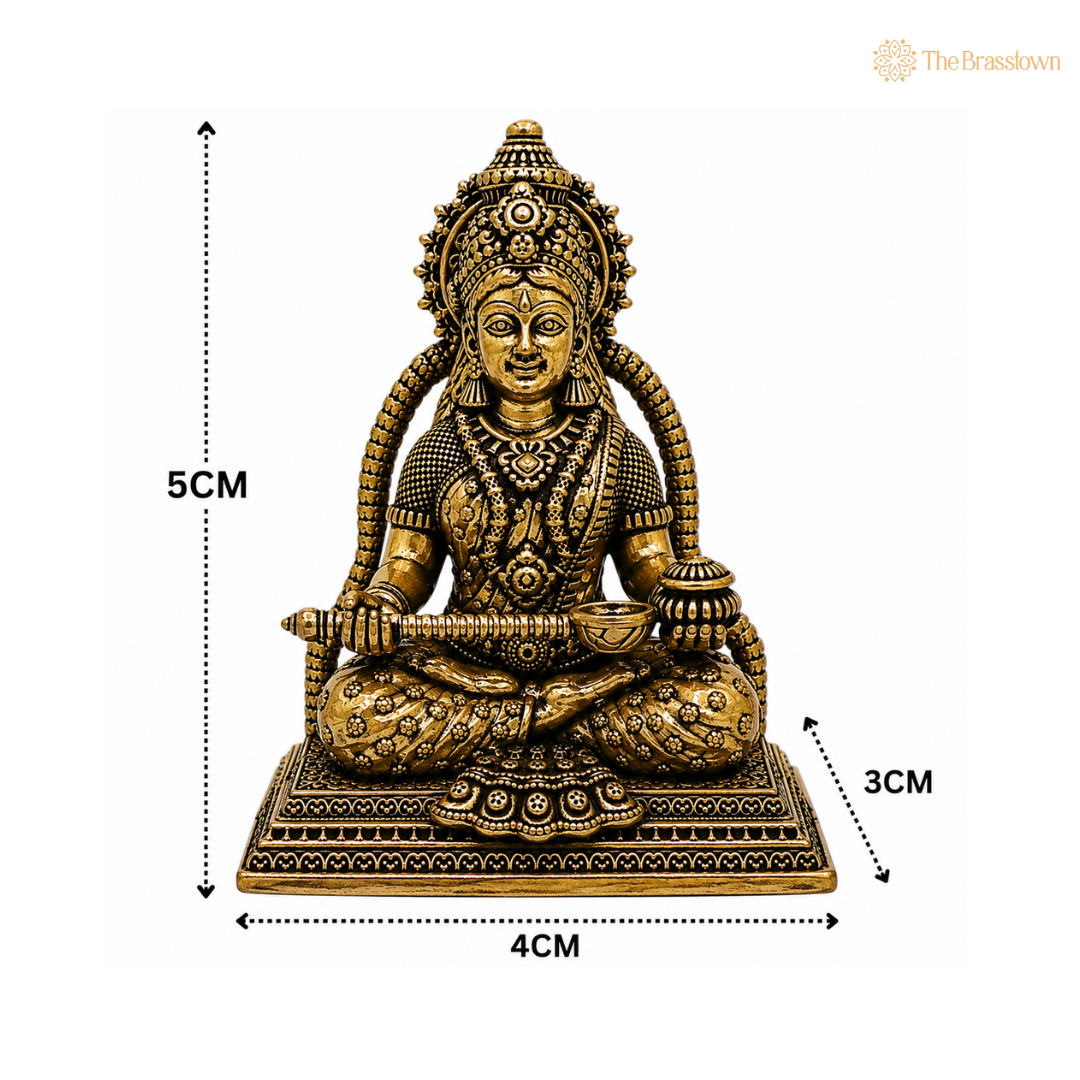 Handcrafted Brass Annapurneshwari Idol – Annapurna Devi (Anna Lakshmi) Murti for Home Pooja, Mandir Décor &amp; Gifting 2 Inch
