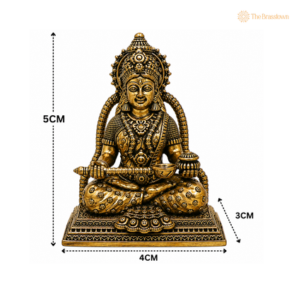 Handcrafted Brass Annapurneshwari Idol – Annapurna Devi (Anna Lakshmi) Murti for Home Pooja, Mandir Décor &amp; Gifting 2 Inch