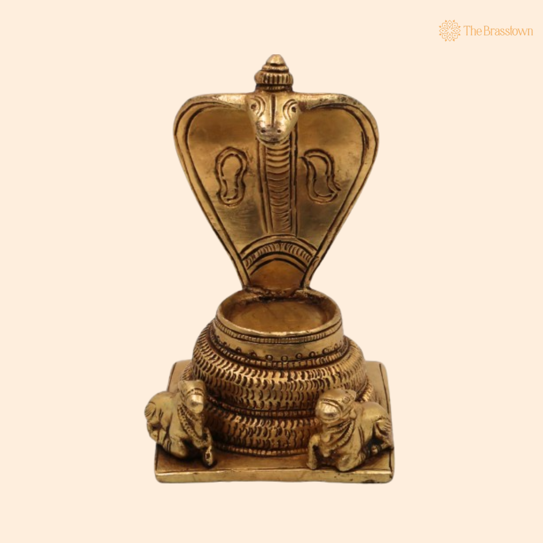 Traditional Brass Naga Statue with Intricate Detailing 5 Inch