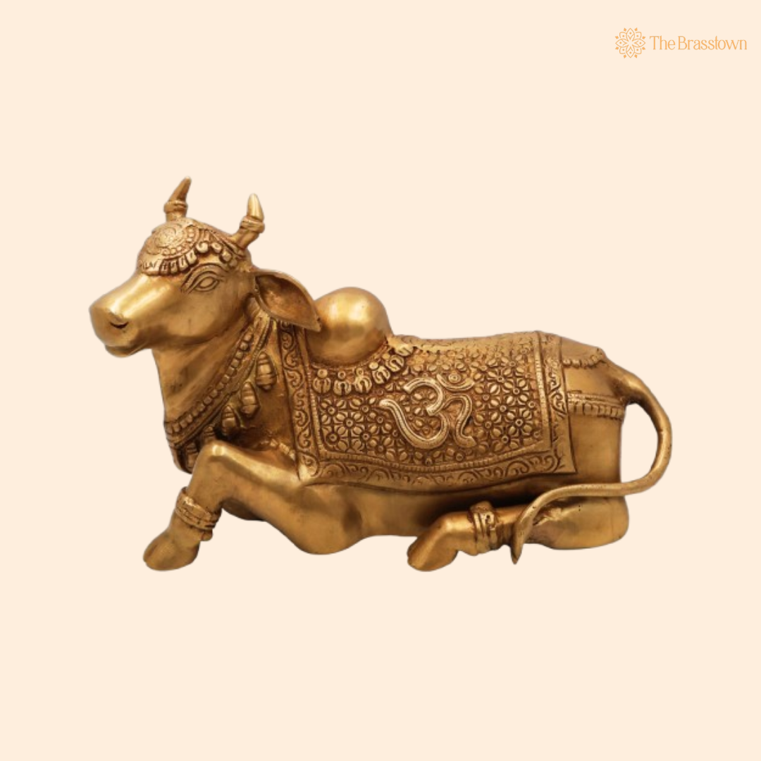 Traditional Brass Nandi Idol 8.5 Inch