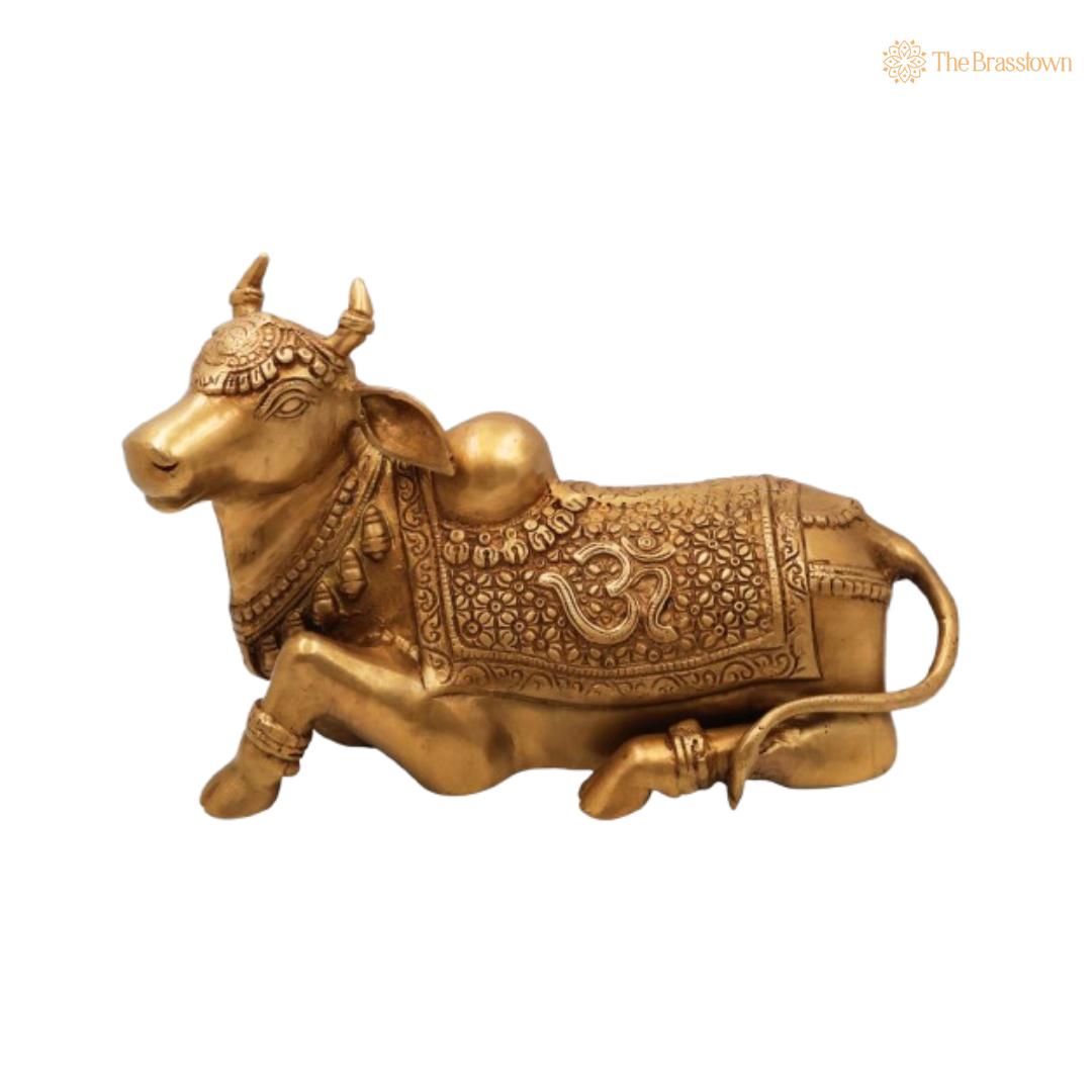 Traditional Brass Nandi Idol 8.5 Inch