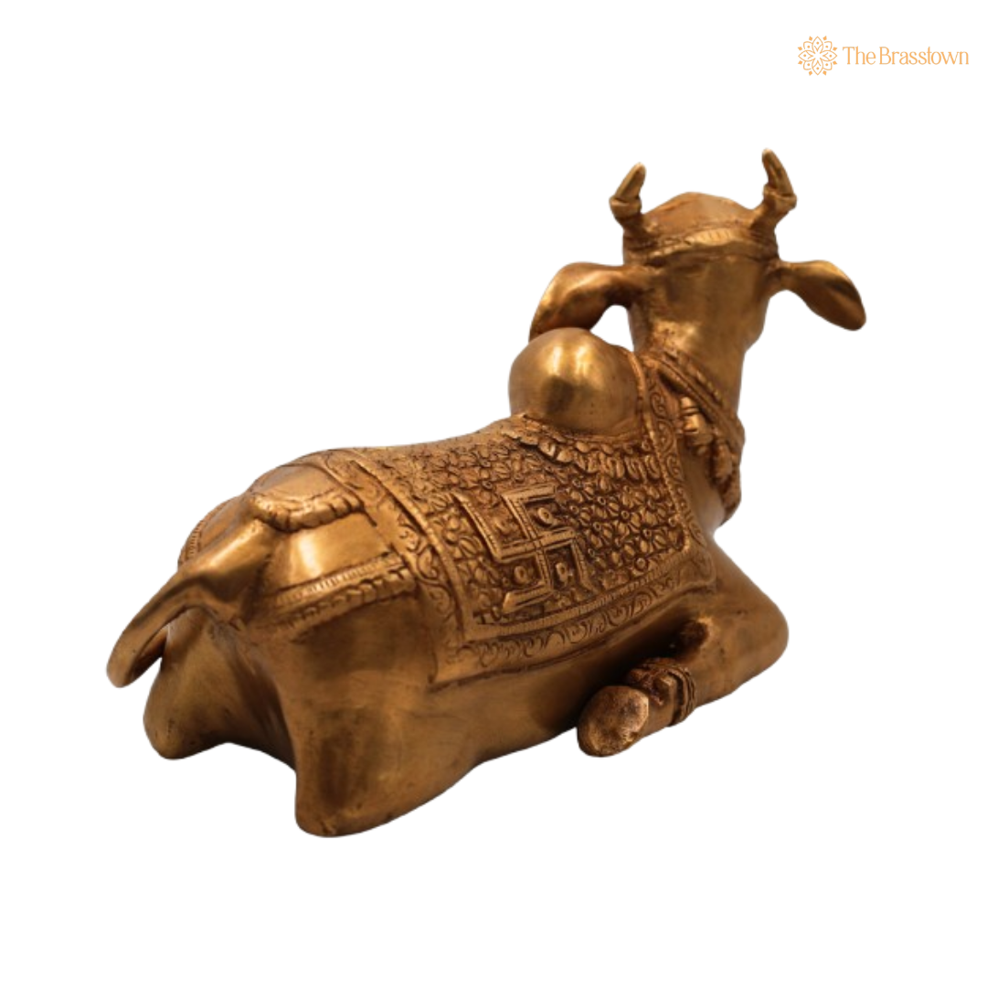 Traditional Brass Nandi Idol 8.5 Inch