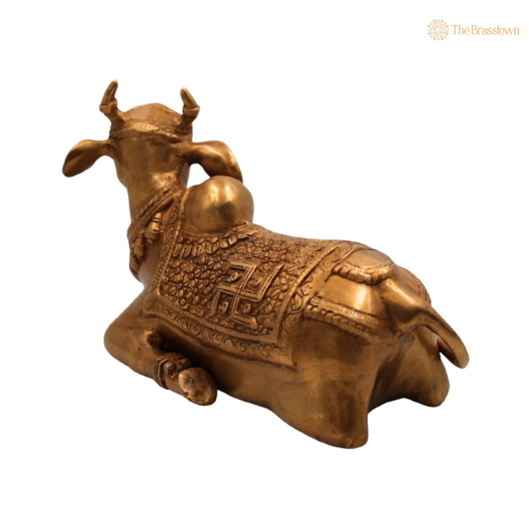 Traditional Brass Nandi Idol 8.5 Inch