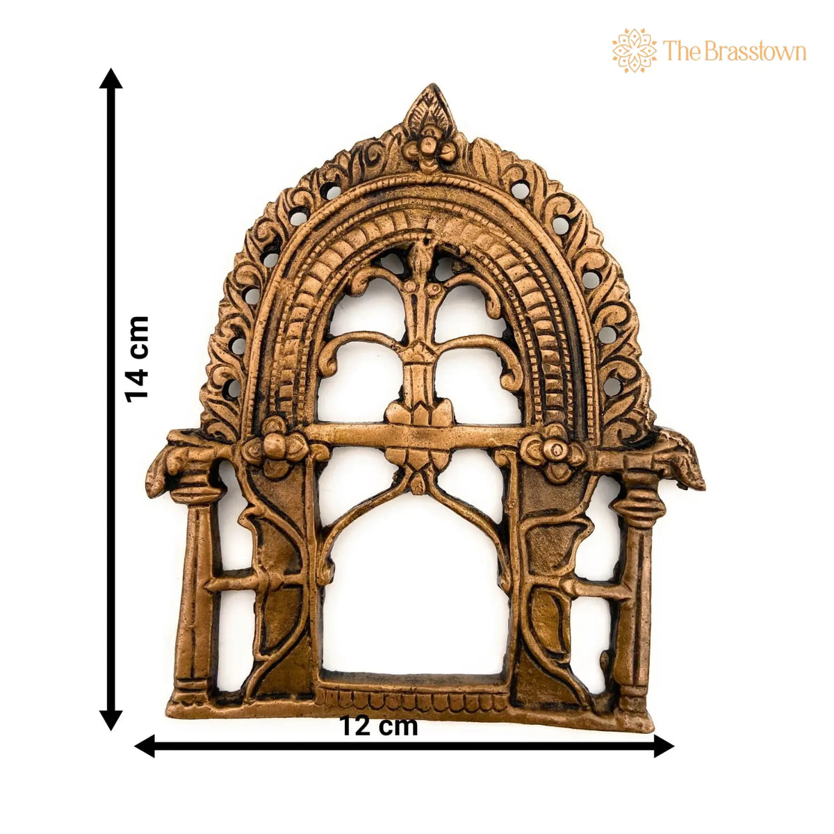 Brass Small Prabhavali Arch Frame – Handcrafted Wall Hanging Kirtimukha Prabhawali for Home Temple, Deity Backdrop, Pooja Décor, Prabhaval 5.5 Inch 5
