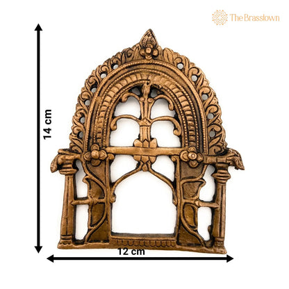 Brass Small Prabhavali Arch Frame – Handcrafted Wall Hanging Kirtimukha Prabhawali for Home Temple, Deity Backdrop, Pooja Décor, Prabhaval 5.5 Inch 5