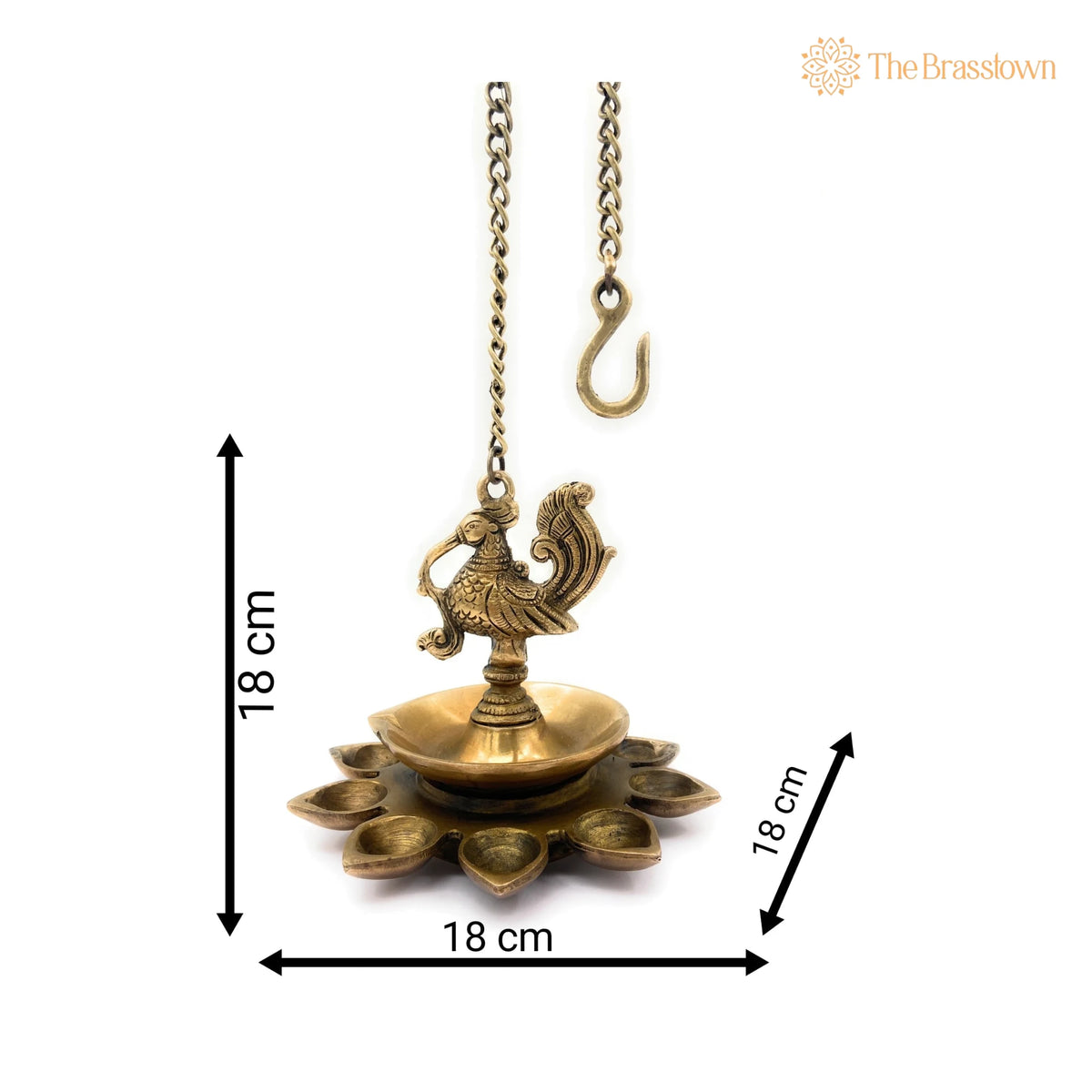 Brass Hanging Lamp Peetal Pittal Ceiling Lantern – Handcrafted Traditional Pitala Pendant Light, Antique Vellikal Jhoomar 7 Inch 3