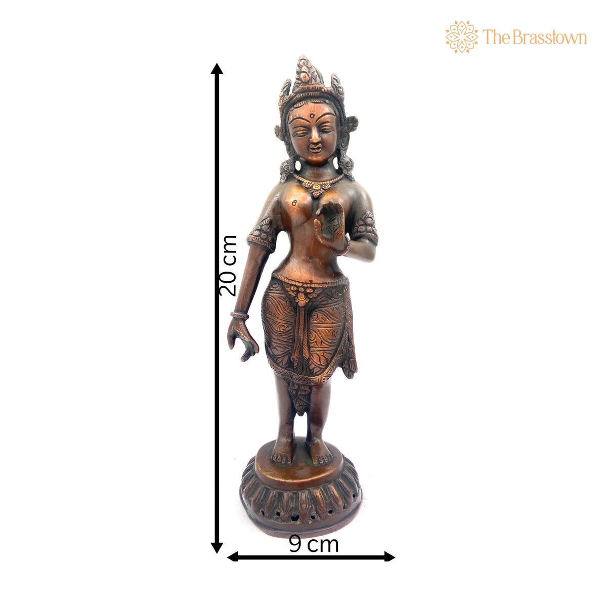 Brass Tibetan Tara Maa Idol – Handcrafted Green Tara, White Tara, Arya Tara, Tibetan Goddess Tara Murti for Pooja, Meditation 8 Inch 3
