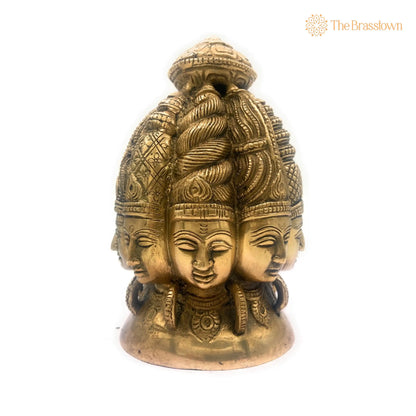 Brass Multi Face Brahma Head – Handcrafted Lord Brahma Face, Brahma Face, Brahma Ji, Brass Brahma Statue for Home Décor &amp; Gifting 8 Inch 4