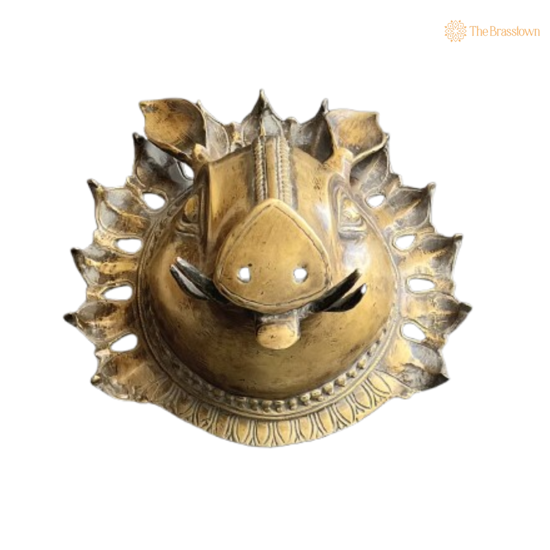 Varaha Brass Wall Mask – Symbol of Strength and Prosperity 10 Inch
