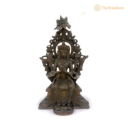 Handcrafted Brass Tibetan Manjushri Idol – Buddha Manjushri Murti, Wisdom Bodhisattva Statue for Home, Temple, Meditation 10 Inch 3