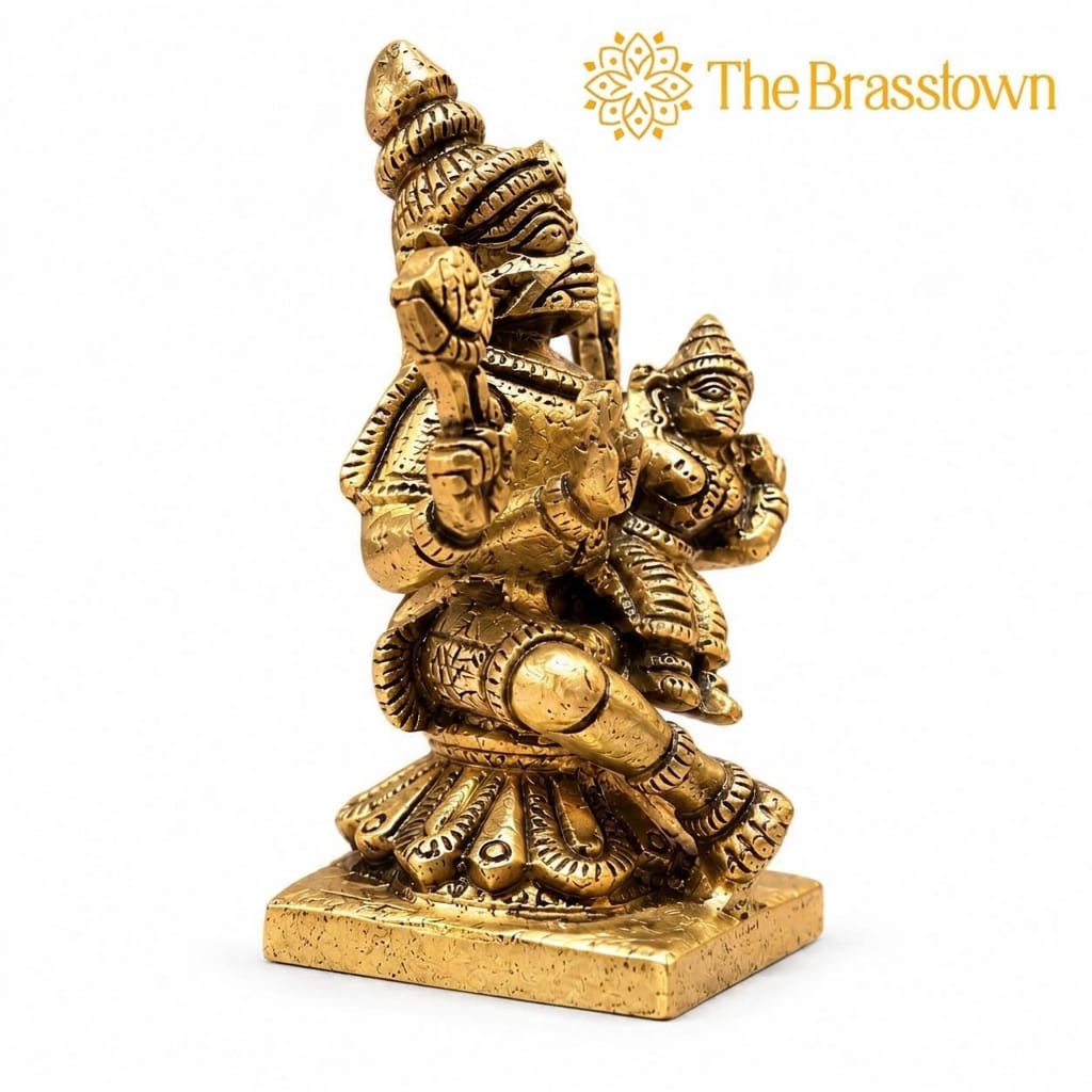 Brass Lakshmi Narasimha Idol – Traditional Narahari Swamy Murti for Pooja, Home Mandir, Spiritual Décor &amp; Gifting 2.5 Inch
