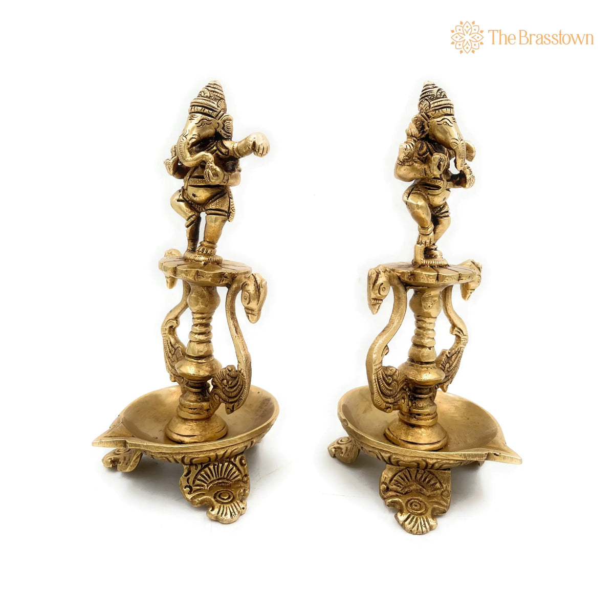 Handcrafted Brass Ganesh Diya Set – Vinayaka Deepam, Ganapati Oil Lamp, Pillaiyar Vilakku, Ganesha Idol for Pooja 6.5 Inch 2