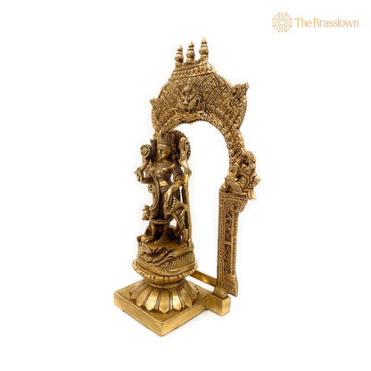 Handcrafted Brass Durga Devi Idol – on Lotus Chowki with Temple Prabhavali, Mahishasuramardini, Adi Shakti 10.5 Inch 5