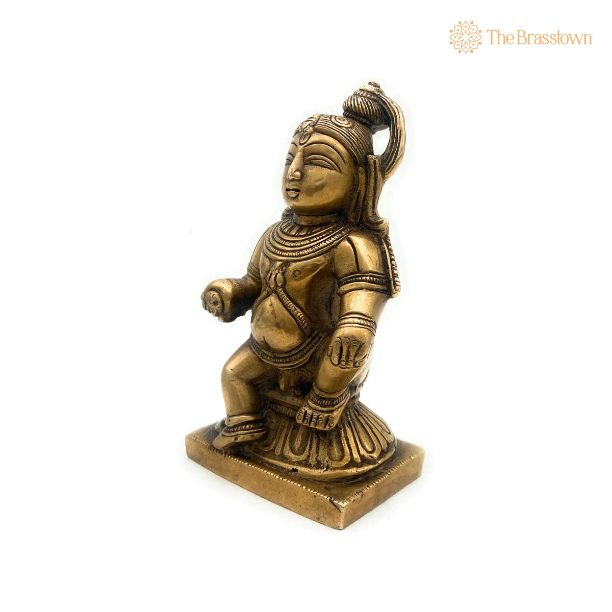 Brass Bal Gopal Krishna Idol – Laddu Gopal Murti, Makhan Chor Navneet Chora Statue, Handcrafted Pital Kanha Sculpture for Pooja 5.5 Inch 3